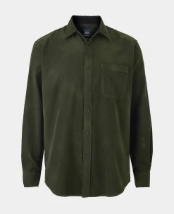 Khaki Cotton Babycord Classic Fit Casual Shirt