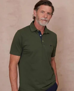 Khaki Cotton Classic Fit Short Sleeve Polo Shirt