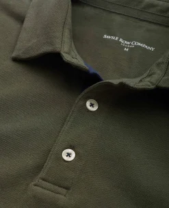 Khaki Cotton Classic Fit Short Sleeve Polo Shirt