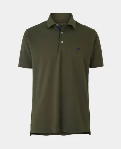 Khaki Cotton Classic Fit Short Sleeve Polo Shirt