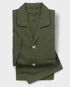 Khaki Cotton Piped Pyjamas
