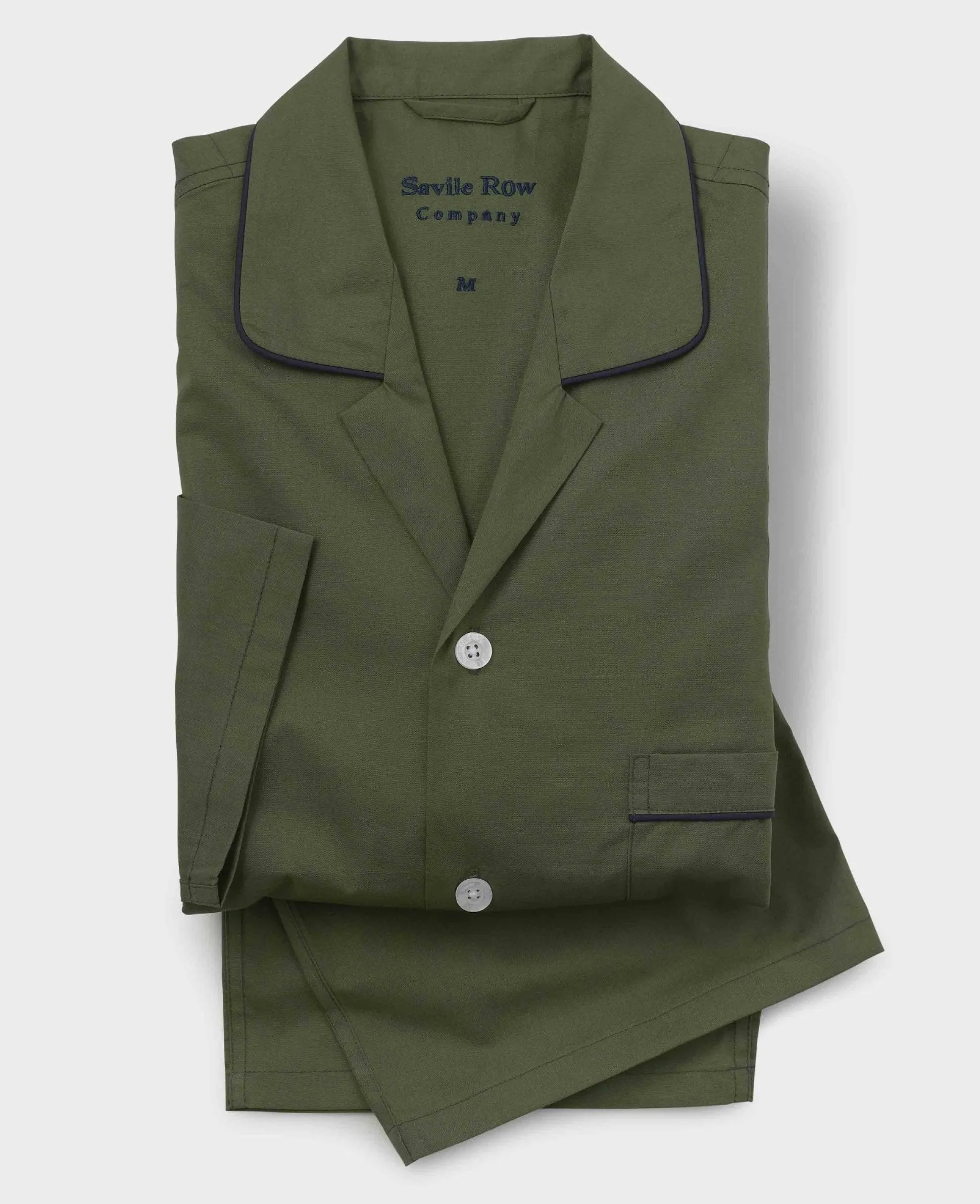 Khaki Cotton Piped Pyjamas