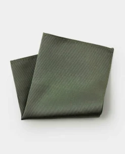 Khaki Green Twill Silk Pocket Square
