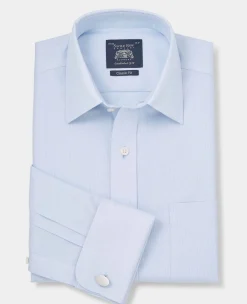 Light Blue Cotton Classic Fit Non-Iron Shirt - Double Cuff
