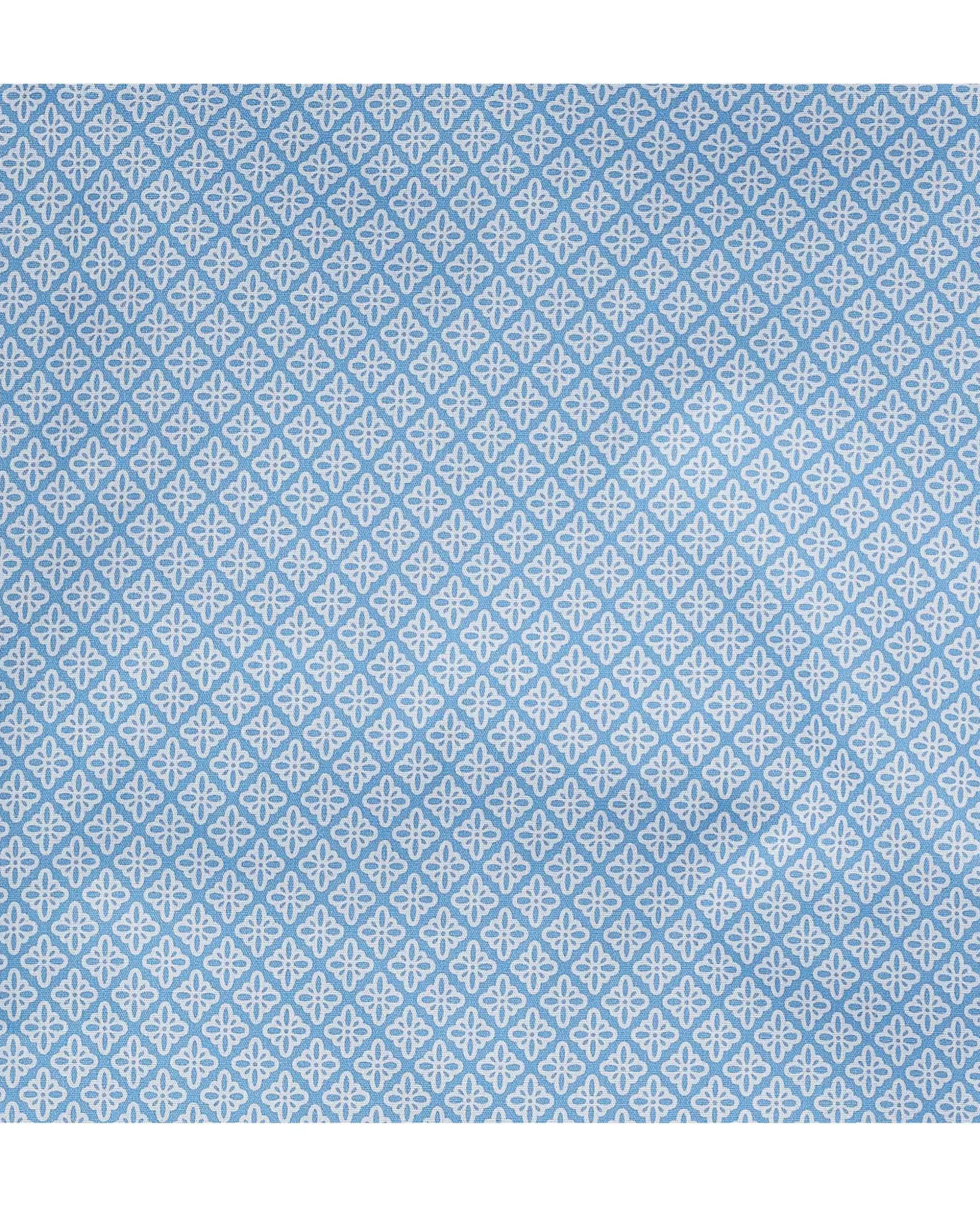 Light Blue Cotton Foulard Print Lounge Shorts