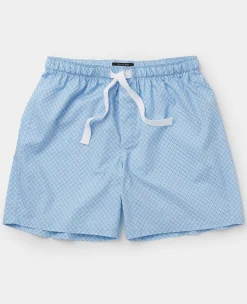 Light Blue Cotton Foulard Print Lounge Shorts