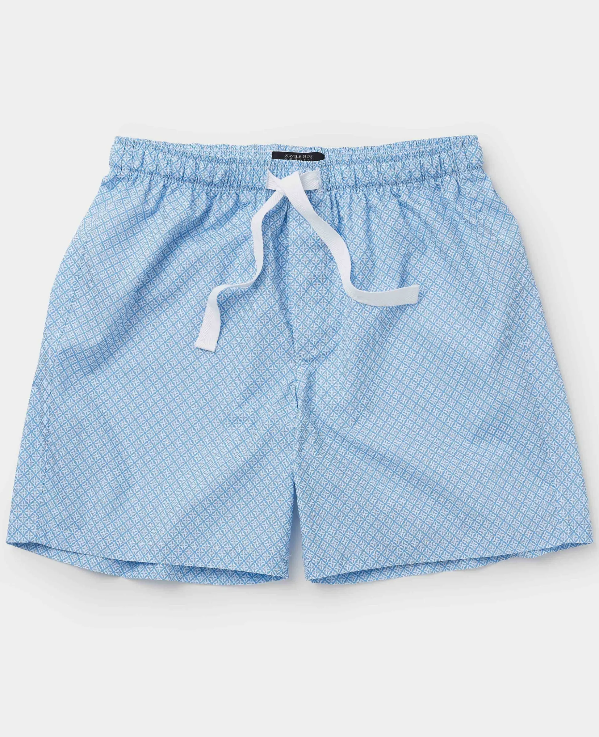 Light Blue Cotton Foulard Print Lounge Shorts