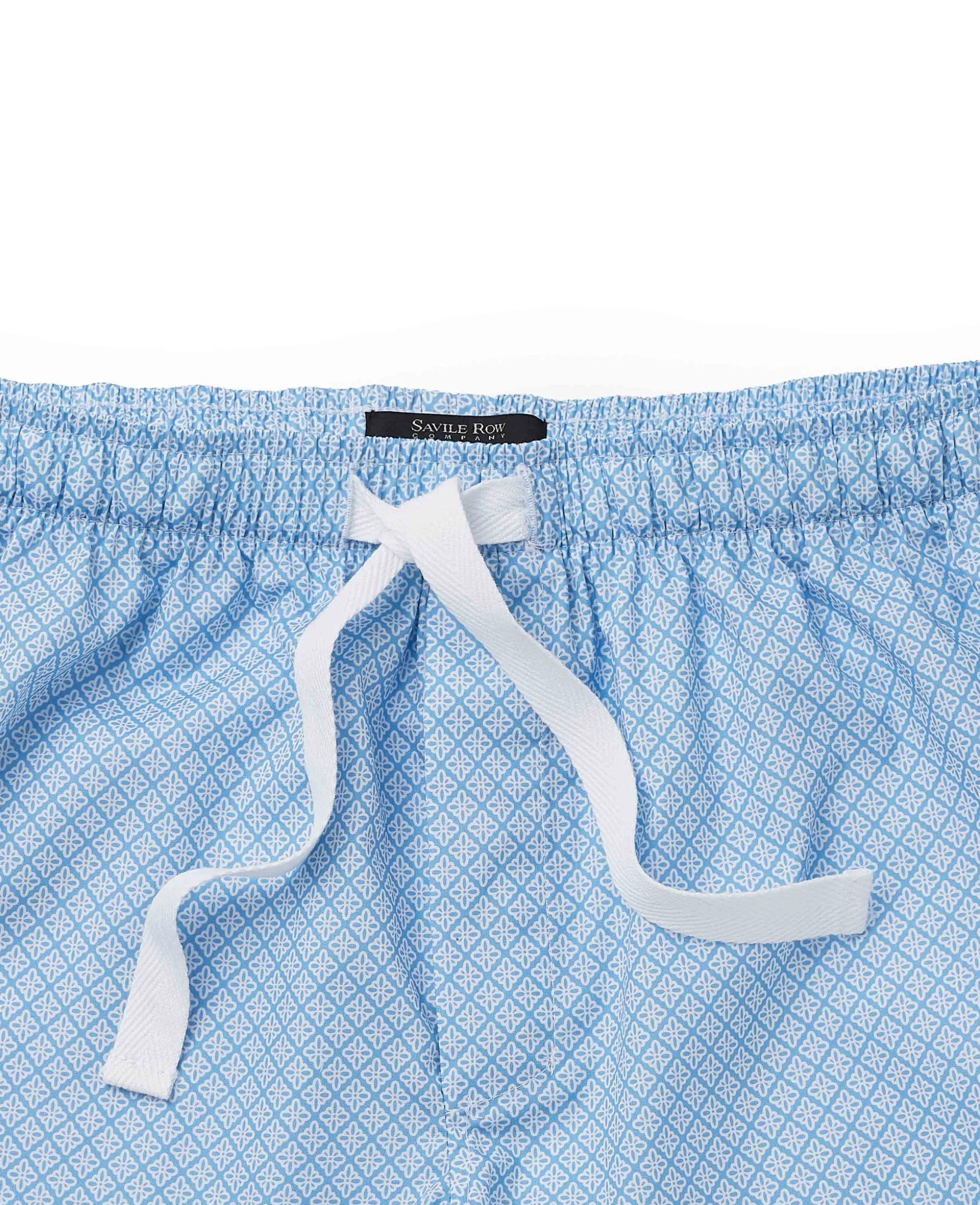 Light Blue Cotton Foulard Print Lounge Shorts