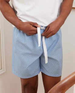 Light Blue Cotton Foulard Print Lounge Shorts
