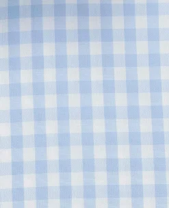 Light Blue Cotton Poplin Gingham Check Classic Fit Non-Iron Shirt - Single Cuff