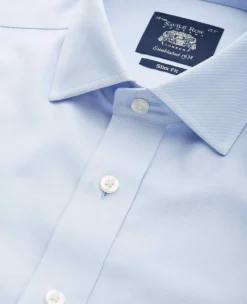 Light Blue Cotton Twill Slim Fit Non-Iron Shirt - Double Cuff