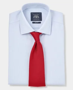 Light Blue Cotton Twill Slim Fit Non-Iron Shirt - Double Cuff