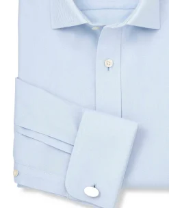 Light Blue Cotton Twill Slim Fit Non-Iron Shirt - Double Cuff