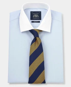 Light Blue Slim Fit Contrast Collar Shirt - Double Cuff