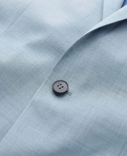 Light Blue Wool-Blend Tailored Suit Jacket