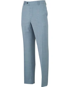 Light Blue Wool-Blend Tailored Suit Trousers