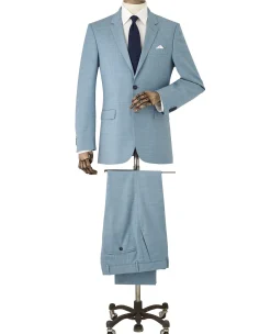 Light Blue Wool-Blend Tailored Suit