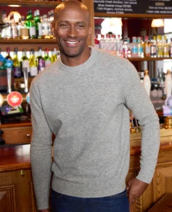 Light Grey Merino Wool Cashmere Crew Neck Jumper