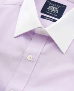 Lilac Cotton Fine Check Classic Fit Winchester Formal Shirt - Double Cuff