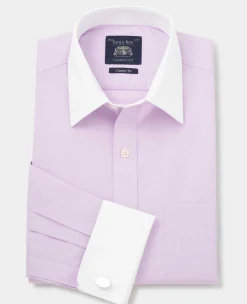 Lilac Cotton Fine Check Classic Fit Winchester Formal Shirt - Double Cuff