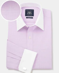 Lilac Cotton Fine Check Classic Fit Winchester Formal Shirt - Double Cuff