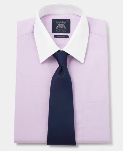 Lilac Cotton Fine Check Classic Fit Winchester Formal Shirt - Double Cuff