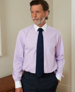 Lilac Cotton Fine Check Classic Fit Winchester Formal Shirt - Double Cuff