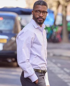 Lilac Cotton Gingham Check Classic Fit Formal Shirt - Single Cuff