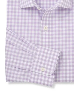 Lilac Cotton Gingham Check Classic Fit Formal Shirt - Single Cuff