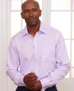 Lilac Cotton Herringbone Classic Fit Formal Shirt - Double Cuff