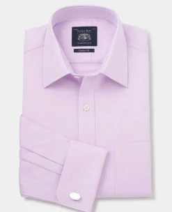 Lilac Cotton Herringbone Classic Fit Formal Shirt - Double Cuff