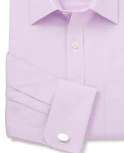 Lilac Cotton Herringbone Classic Fit Formal Shirt - Double Cuff