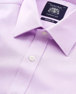 Lilac Cotton Herringbone Classic Fit Formal Shirt - Double Cuff