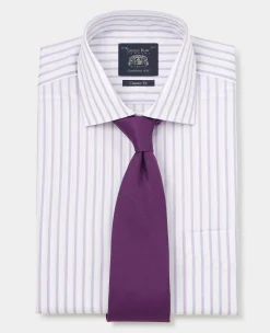 Lilac Cotton Stripe Classic Fit Formal Shirt - Single Cuff