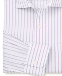 Lilac Cotton Stripe Classic Fit Formal Shirt - Single Cuff