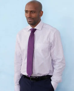 Lilac Cotton Stripe Classic Fit Formal Shirt - Single Cuff