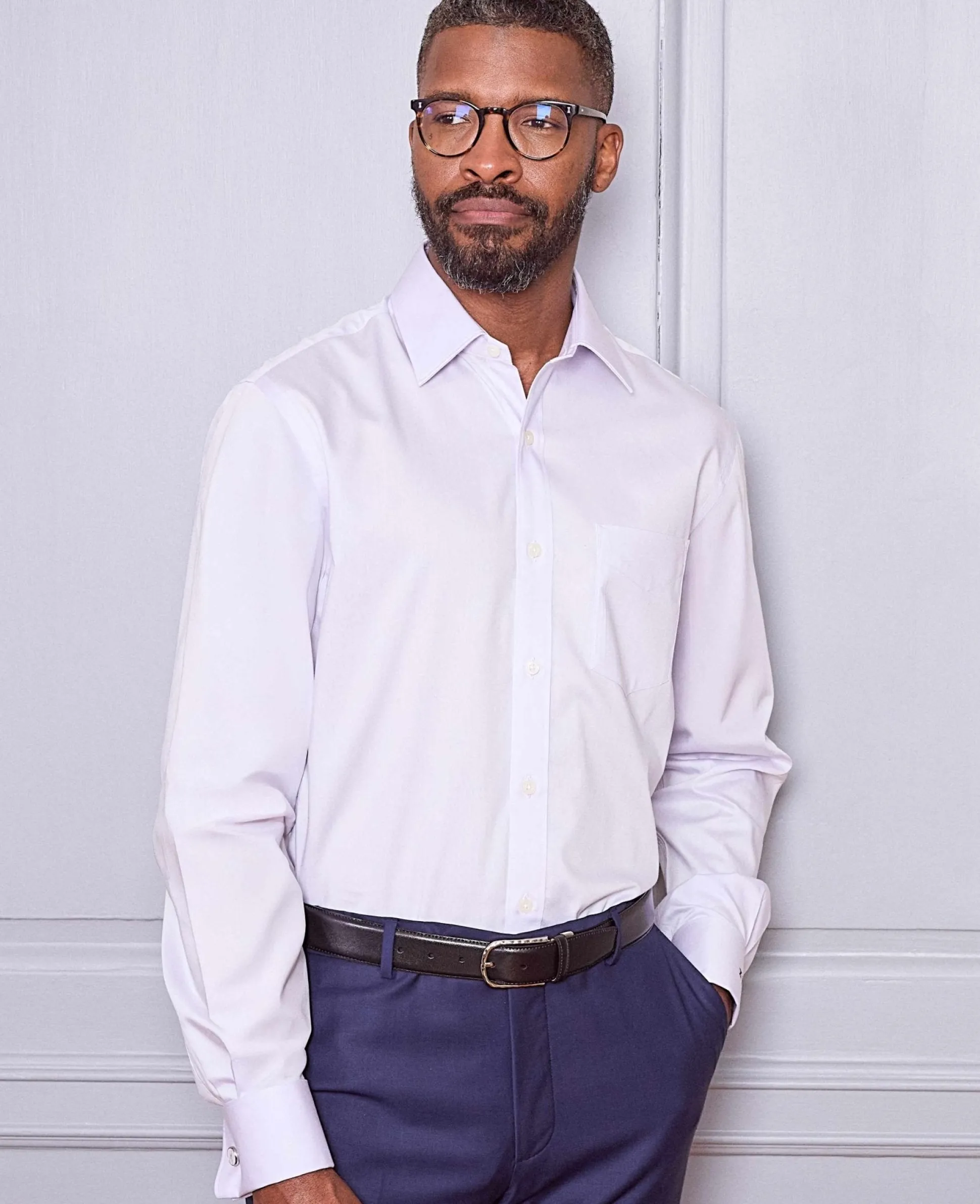 Lilac Cotton Twill Classic Fit Formal Shirt - Double Cuff