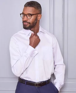 Lilac Cotton Twill Classic Fit Formal Shirt - Double Cuff