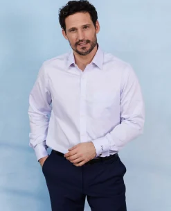 Lilac Cotton Twill Classic Fit Formal Shirt - Double Cuff