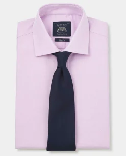 Lilac Herringbone Cotton Slim Fit Formal Shirt - Double Cuff