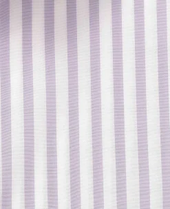 Lilac White Stripe Cotton Poplin Classic Fit Formal Shirt - Single Cuff