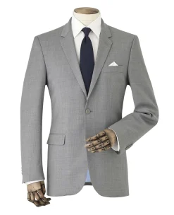 Mid-Grey Wool-Blend Tailored Suit Jacket