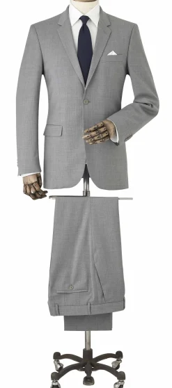 Mid-Grey Wool-Blend Tailored Suit