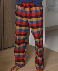 Multicoloured Cotton Checked Lounge Pants & Long Sleeve T-Shirt Pyjama Set