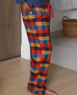 Multicoloured Cotton Checked Lounge Pants & Long Sleeve T-Shirt Pyjama Set