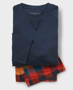 Multicoloured Cotton Checked Lounge Pants & Long Sleeve T-Shirt Pyjama Set