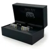 Multi Coloured Rhodium Plated Rectangular Cufflinks