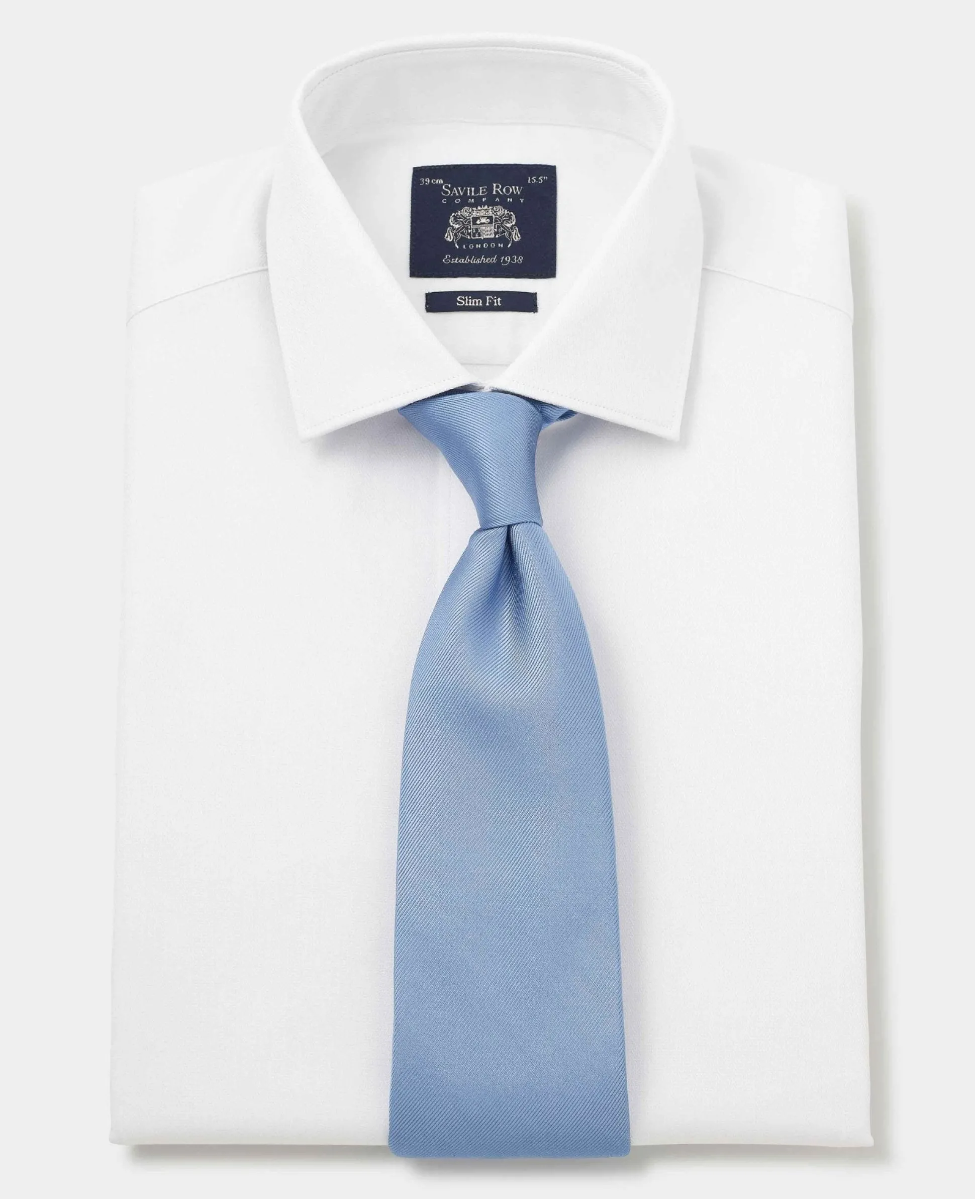 Natural White Cotton Herringbone Slim Fit Formal Shirt - Double Cuff