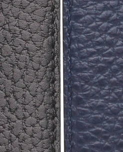 Navy Black Leather Reversible Belt