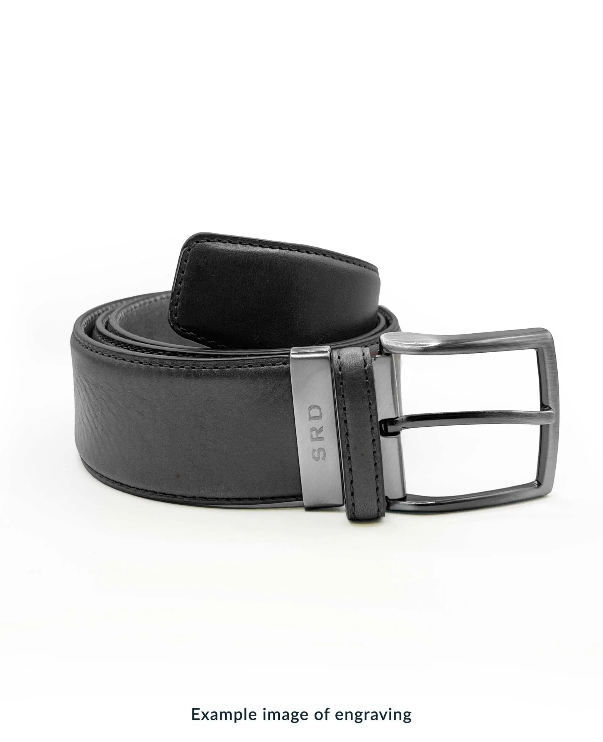 Navy Black Leather Reversible Belt